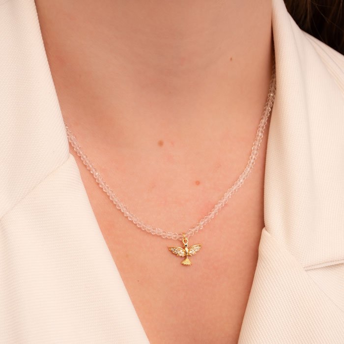 CHOKER DE CRISTAL TRANSP, DIVINO E MINI PÉROLA DE ÁGUA DOCE